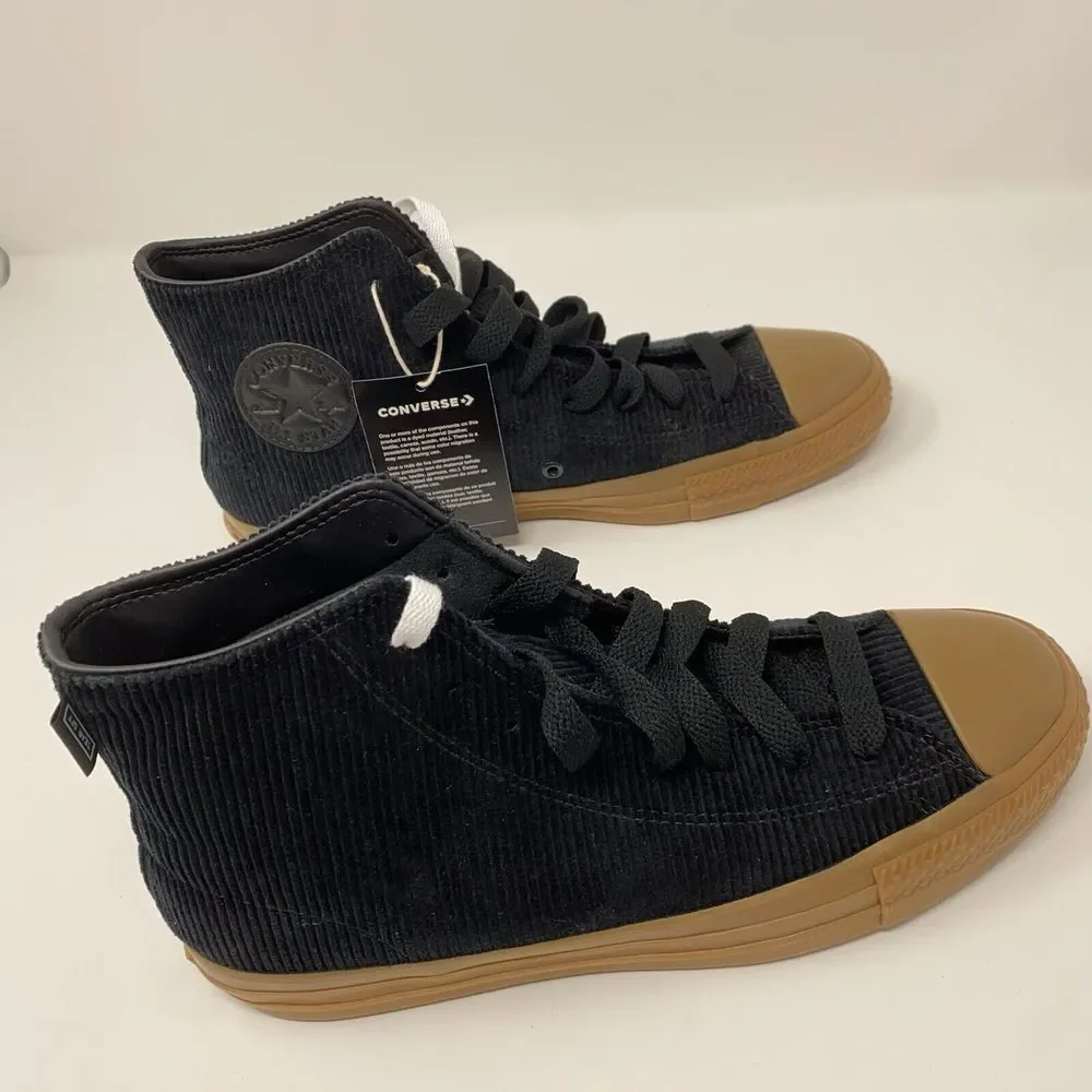 Converse Black Corduroy High Top Sneakers with Gum Sole